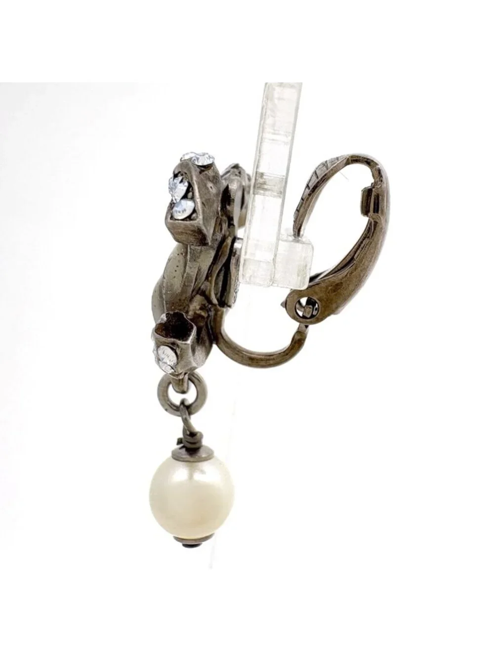 Chanel Earrings CC Logo Metal Rhinestone Fakepearl